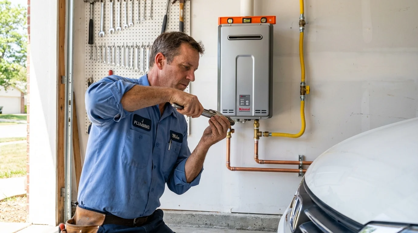 Tankless water heater installation by a Johns Plumbing LLC plumber in Thorsby